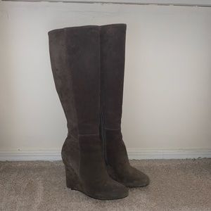 Vera Wang Lavender Brown Suede Wedge Boots